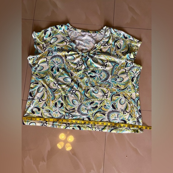 Liz Claiborne Womens Blouse 3X Sheer Multicolor Lightweight Pleated Front cotton - Picture 4 of 9